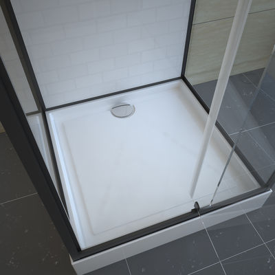Pivot Door Square 4mm ตู้อาบน้ำกระจกใสพร้อมถาดอะครีลิคสีขาว