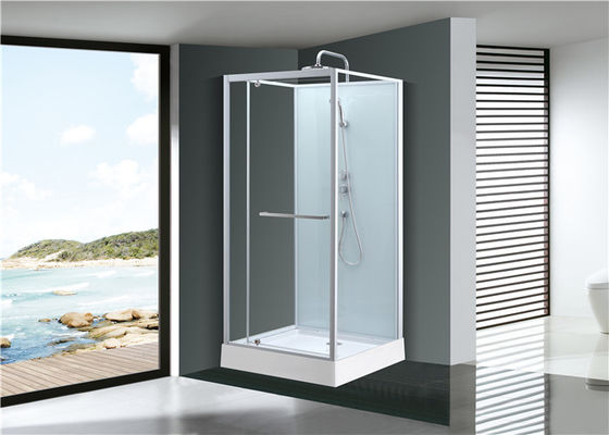 Fashion Pivot Door， มุมอาบน้ำ , ตู้อาบน้ำสี่เหลี่ยมจัตุรัสพร้อมถาดอะครีลิคสีเทา