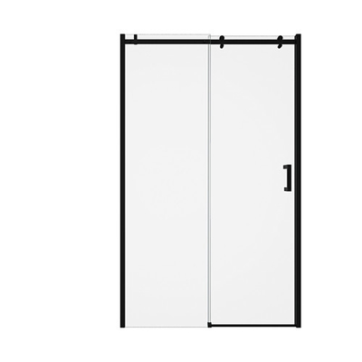 ประตูห้องอาบน้ำกระจกนิรภัยบานเลื่อนสแตนเลส 6 มม. สีดำ 1200X1950mm