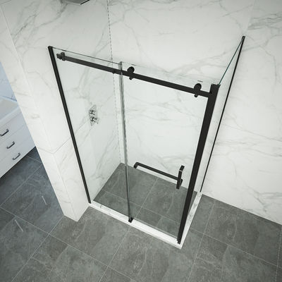 ประตูห้องอาบน้ำกระจกนิรภัยบานเลื่อนสแตนเลส 8 มม. 1800X1950mm